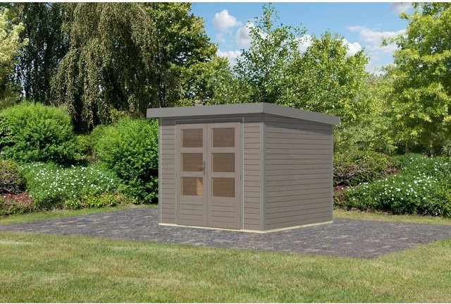 Karibu Gartenhaus Diego 3 D in Wassergrau/Graualuminium, B/T/H: 209 x 238 x 213 cm - Bild 1