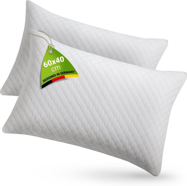 Juskys 2er Set Kopfkissen mit Memory-Foam Füllung, Weiß, B/H: 40 x 60 cm - Bild 1