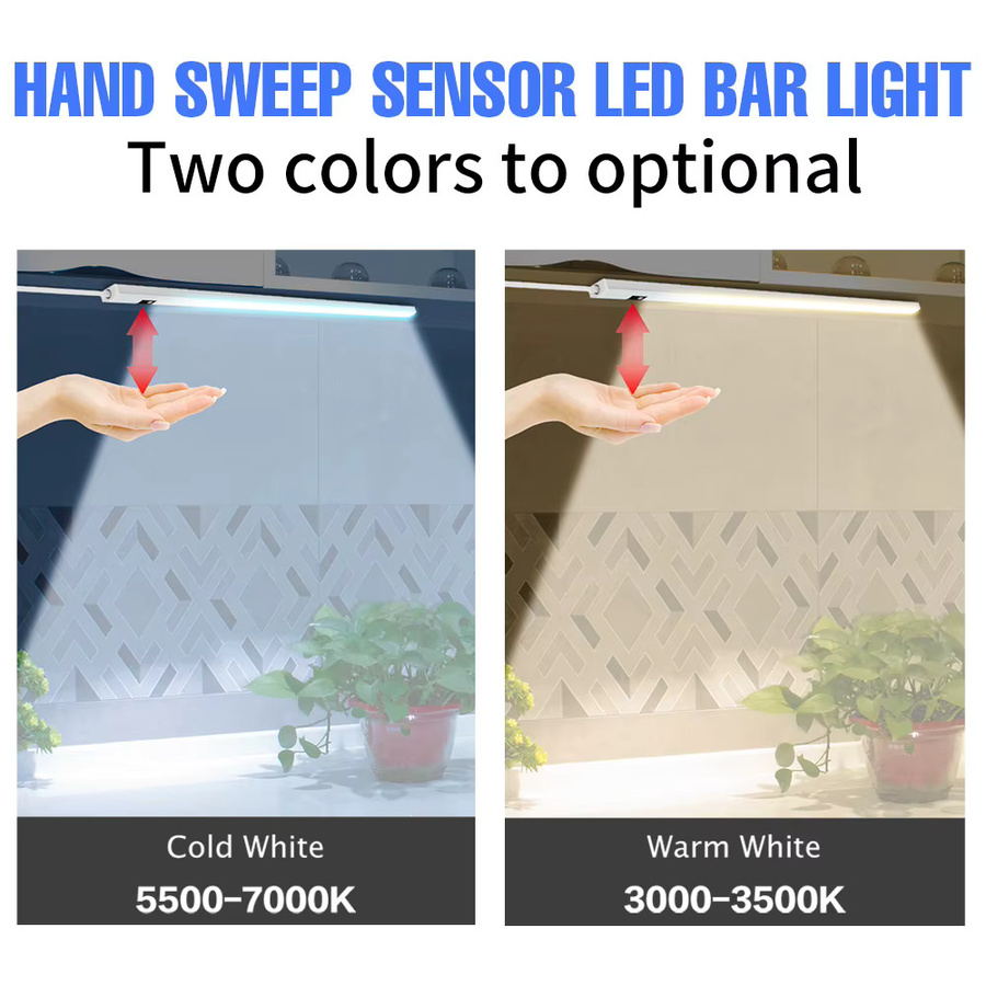 LED Unterbauleuchte mit Hand-Wischsensor und USB-Anschluss, Weiß, Länge: 50 cm - Bild 4