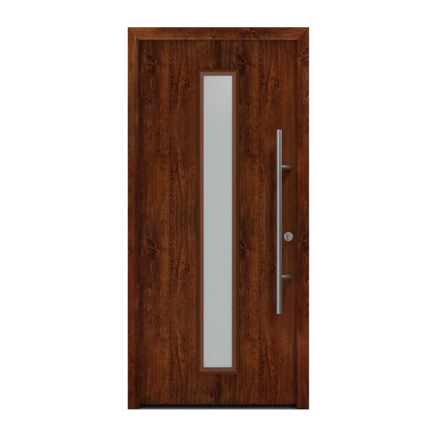 EcoStar Haustür Isopro Secur IPS 020S in Dark Oak mit Glaseinsatz, RC2, B: 110 cm, H: 210 cm, DIN Rechts - Bild 2