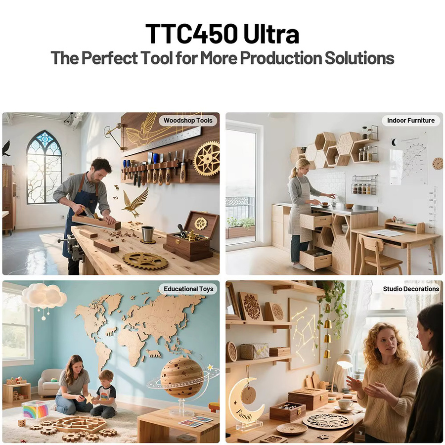 TWO TREES TTC450 Ultra CNC-Fräsmaschine mit 2-in-1 Laser-Gravur- und Schneidefunktion und 500W Hocheffizienz-Spindel, Arbeitsbereich: 46 x 46 cm - Bild 6