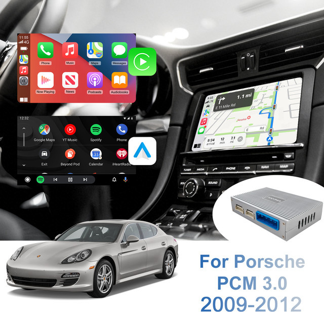 EzoneTronics Kabelloses CarPlay und Android Auto Nachrüstkit für Porsche PCM 3.0, Farbe: Silber - Bild 1