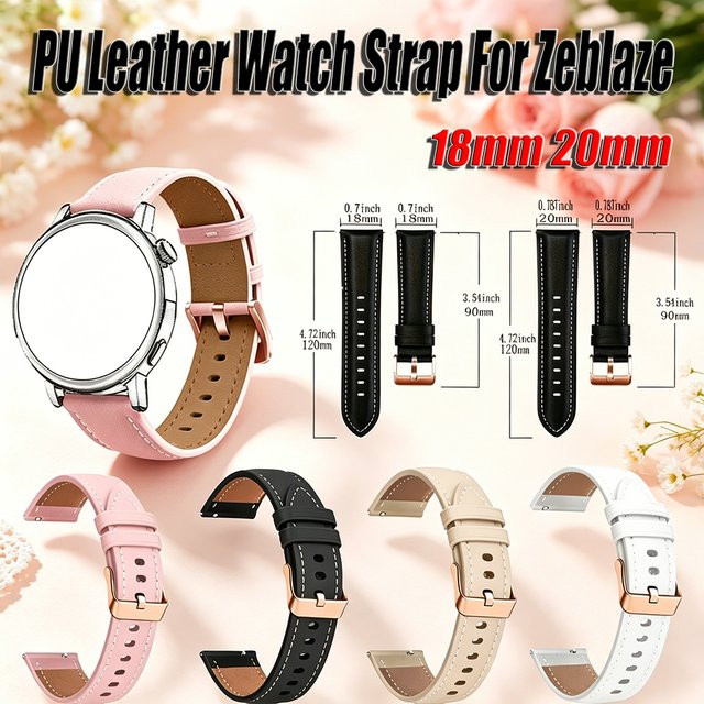 Uhrenarmband PU-Leder, Schwarz, 18/20mm - Bild 1