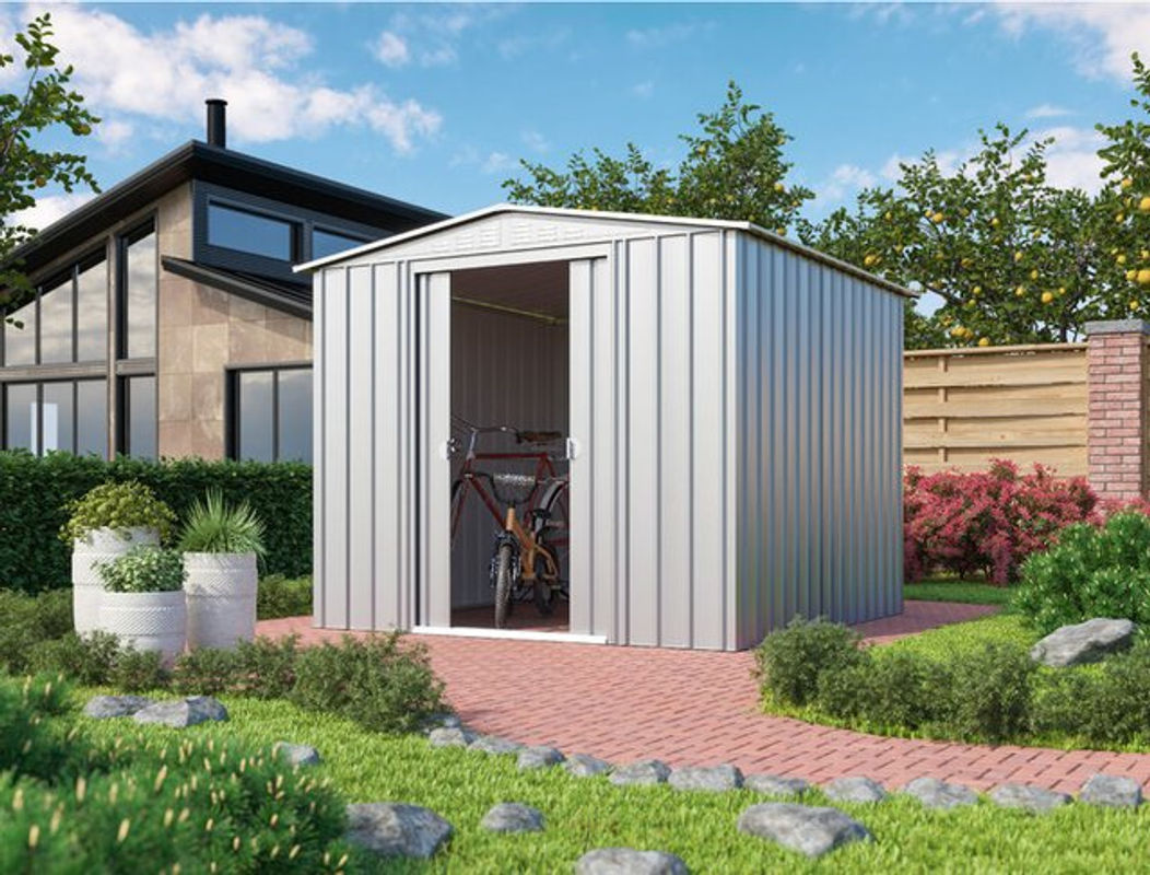 Globel Industries Metall-Gerätehaus Gartenmanager Dream 88 in Silber Metallic mit Schiebetüren und Lüftungsschlitzen, B/T/H: 234 x 237 x 198 cm - Bild 3