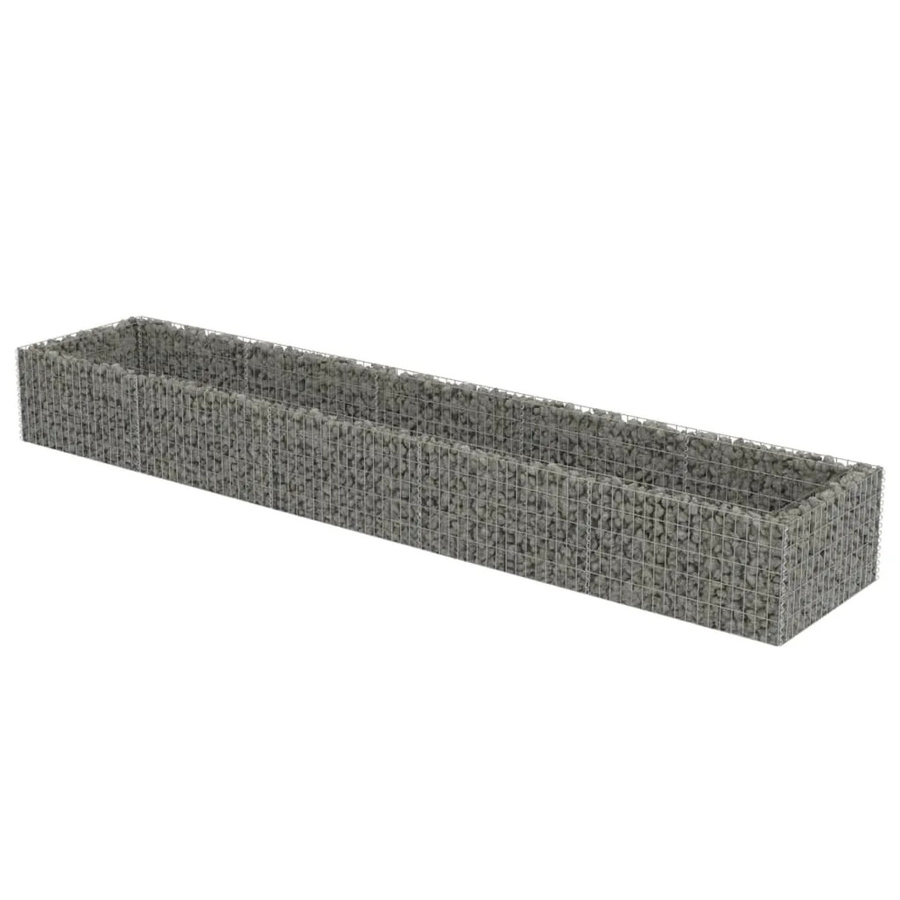vidaXL Gabionen-Hochbeet aus verzinktem Stahl in Silber, B/T/H: 90 x 450 x 50 cm - Bild 2