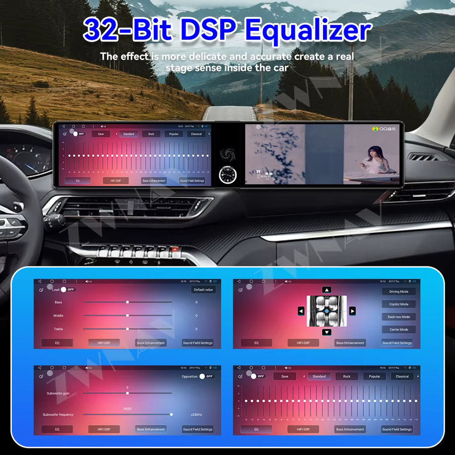 ZWNAV Android 13 Autoradio mit zwei 12,3-Zoll-Bildschirmen für Peugeot 4008 5008 3008 2016 - 2022, 8 GB RAM + 128 GB Speicher, Wireless GPS Stereo Multimedia Player, Schwarz - Bild 6