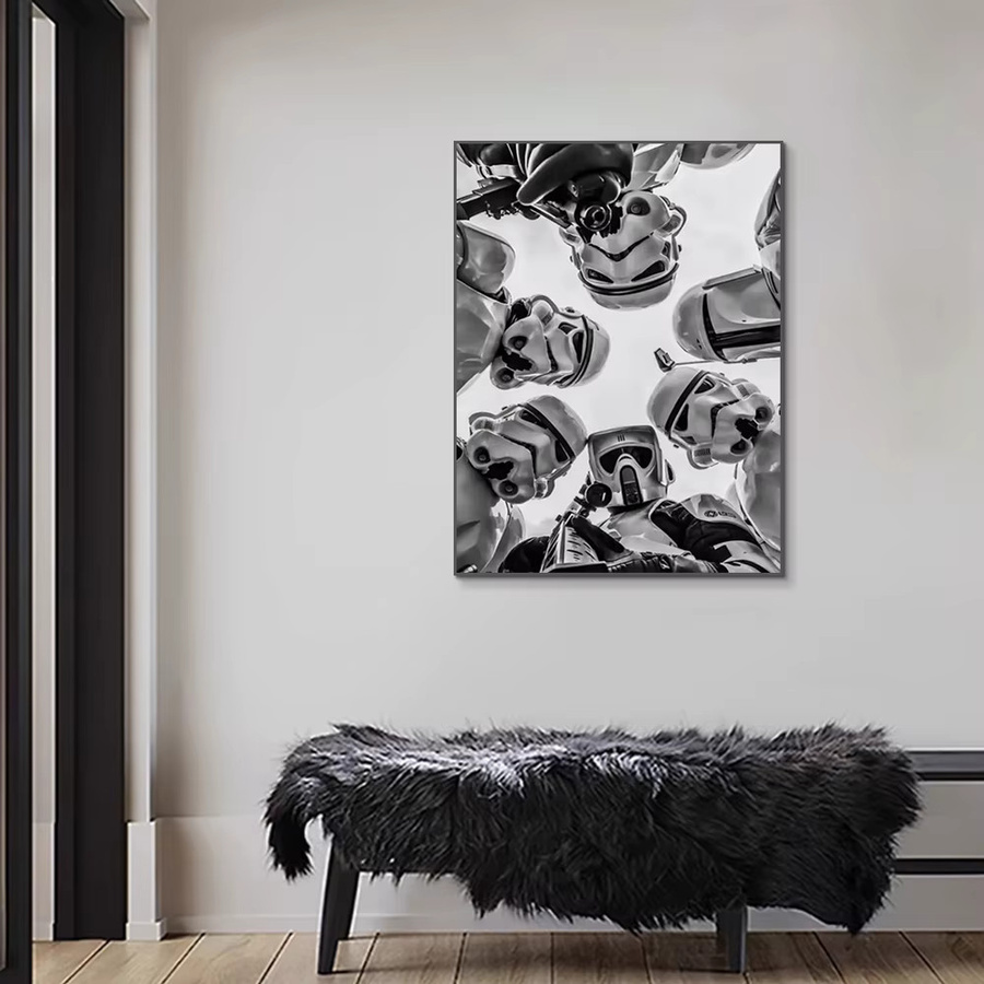 Potdemiel Wandkunst Stormtrooper HD-Leinwanddruck in Schwarz-Weiß-Ästhetik - Bild 2