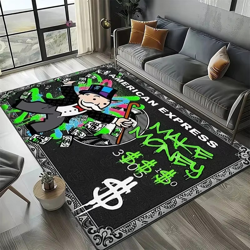Rutschfeste VIKAMA Fußmatte mit 3D Monopoly Dollarzeichen Motiv in Multicolour, B: 120 cm, T: 80 cm - Bild 1