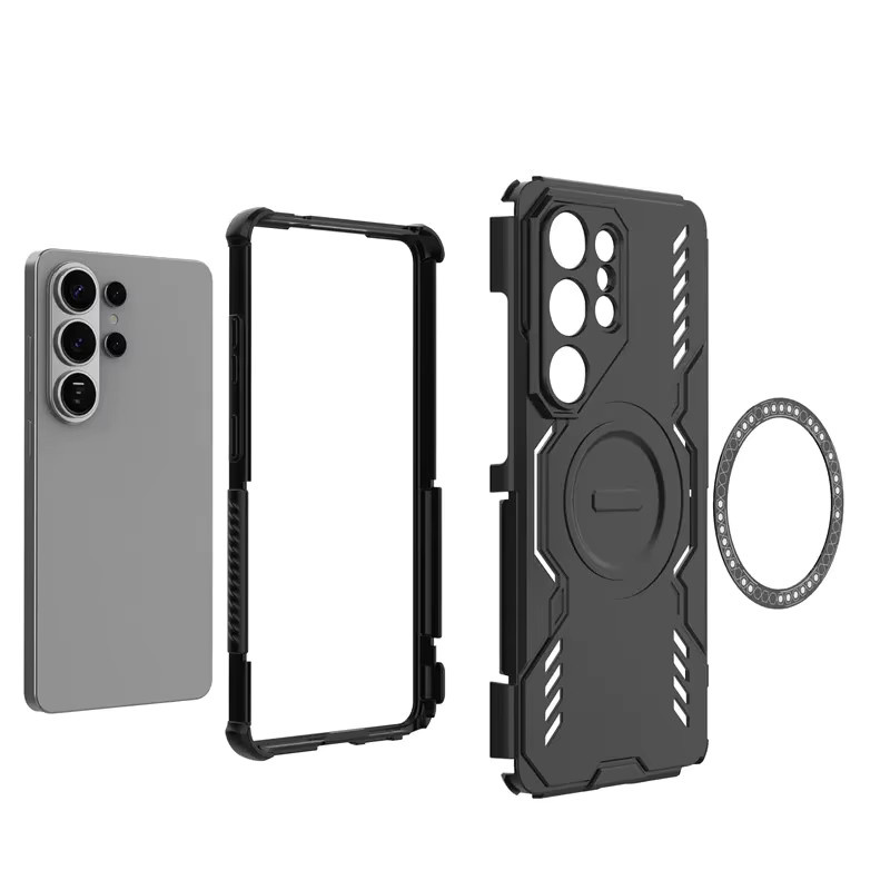 Stoßfeste Samsung S26 25 Ultra Schutzhülle mit Wärmeableitung und magnetischem kabellosem Laden in Schwarz - Bild 1