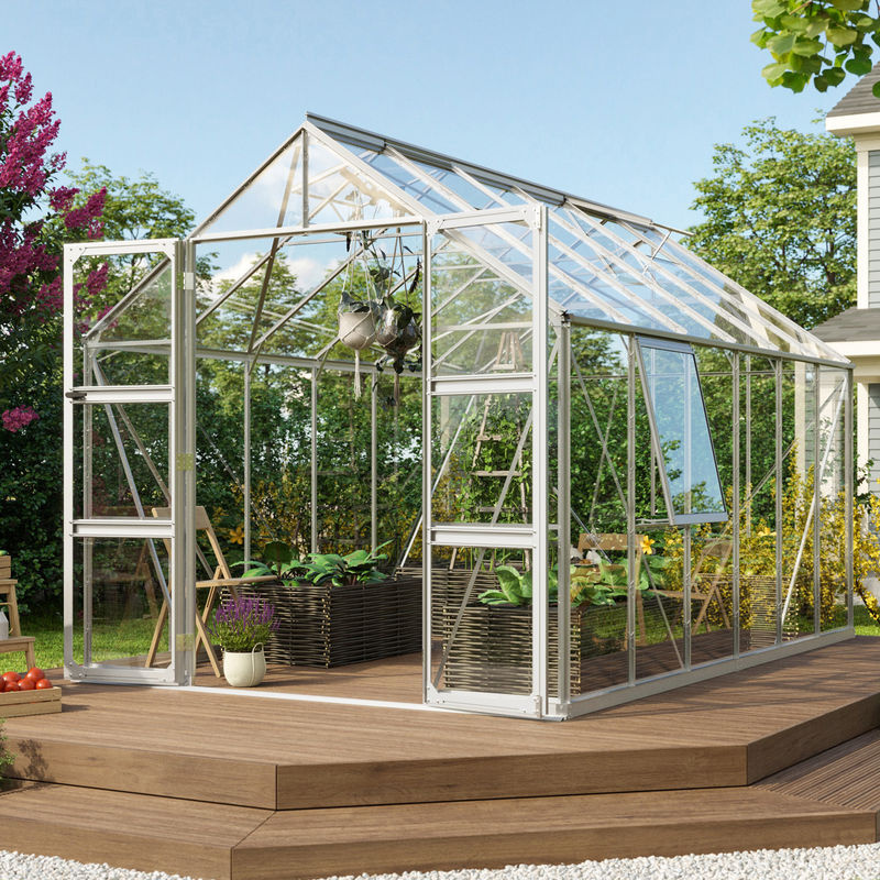 Vitavia Gewächshaus Olymp 9900 aus Aluminium in Silber mit ESG-Glas und Fundamentrahmen, 9,9 m² - Bild 2