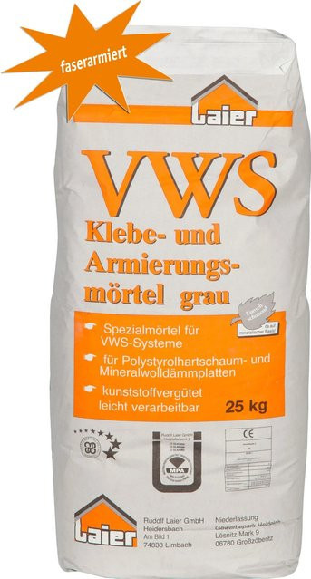 Laier Klebe- und Armierungsmörtel Grau Faserarmiert 25 kg - Bild 1
