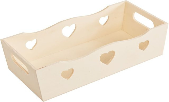 VBS Tablettschale Herzen aus Sperrholz in Beige, B/T/H: 22,0 x 10,0 x 5,0 cm - Bild 1