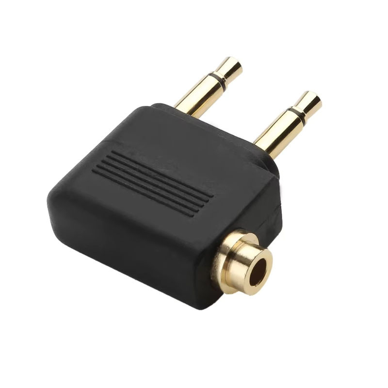 VIKEFON Dual 3,5mm Klinken Adapter für Flugzeug Kopfhörer, Schwarz - Bild 2