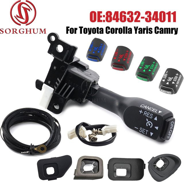 SORGHUM Abdeckung für elektronischen Tempomat Schalter in Schwarz für Toyota Corolla Yaris Camry RAV4 (84632-34011 45186-02310) - Bild 1