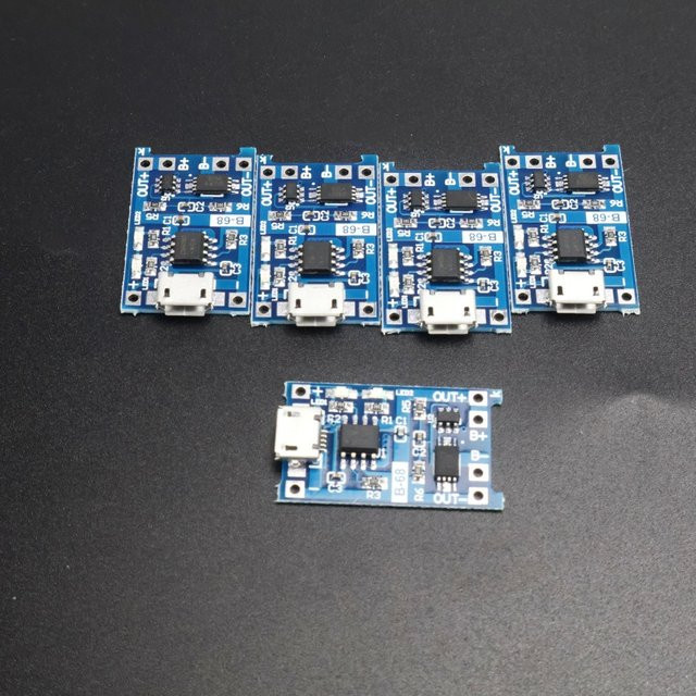TP4056 Lithium-Batterielademodul mit Schutzfunktion und Dual-Funktion, Micro USB 5V 1A für 18650 Lithium-Ionen Akkus, Blau - Bild 1
