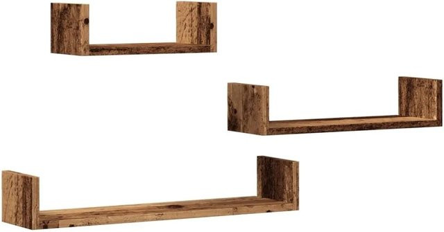 vidaXL Wandregale Set aus 3 Stück in Altholz-Optik, Farbe Braun, Holzwerkstoff - Bild 1