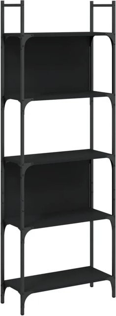 vidaXL Bücherregal mit 5 Böden in Schwarz aus Holzwerkstoff und Metall, B/T/H: 60,5 x 24 x 166,5 cm - Bild 1