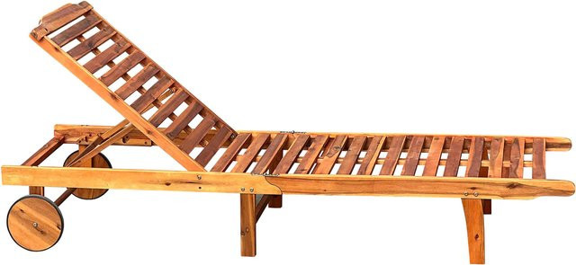 OUTFLEXX Rollliege aus Akazienholz in Braun, geölt, klappbar und verstellbar, B/T/H: 197 x 69 x 30 cm - Bild 1