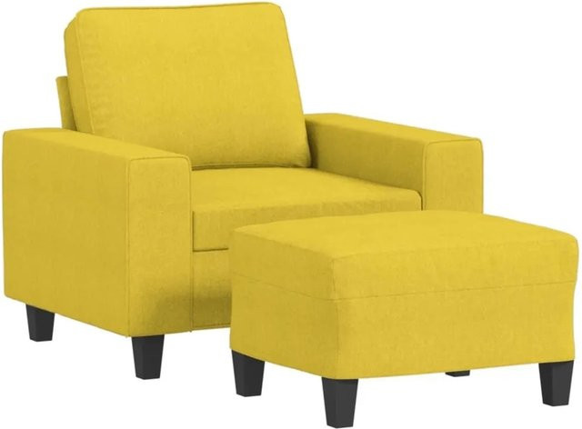 vidaXL Sessel mit Hocker in Hellgelb aus Stoff mit Armlehnen und Polsterung - Bild 1