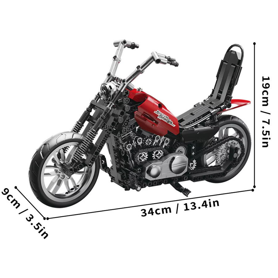 SEMBO BLOCK Harley-Davidson Fat Boy Motorrad-Bausatz, Schwarz - Bild 2