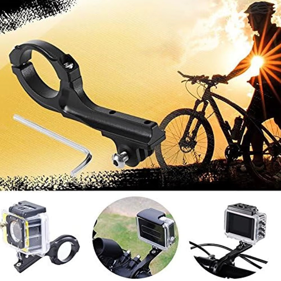 EXSKOF Fahrrad-Lenkerhalterung aus Aluminium-Legierung für GoPro Hero 13 12 11 10 9 8 und Action-Kameras, Farbe: Schwarz - Bild 2