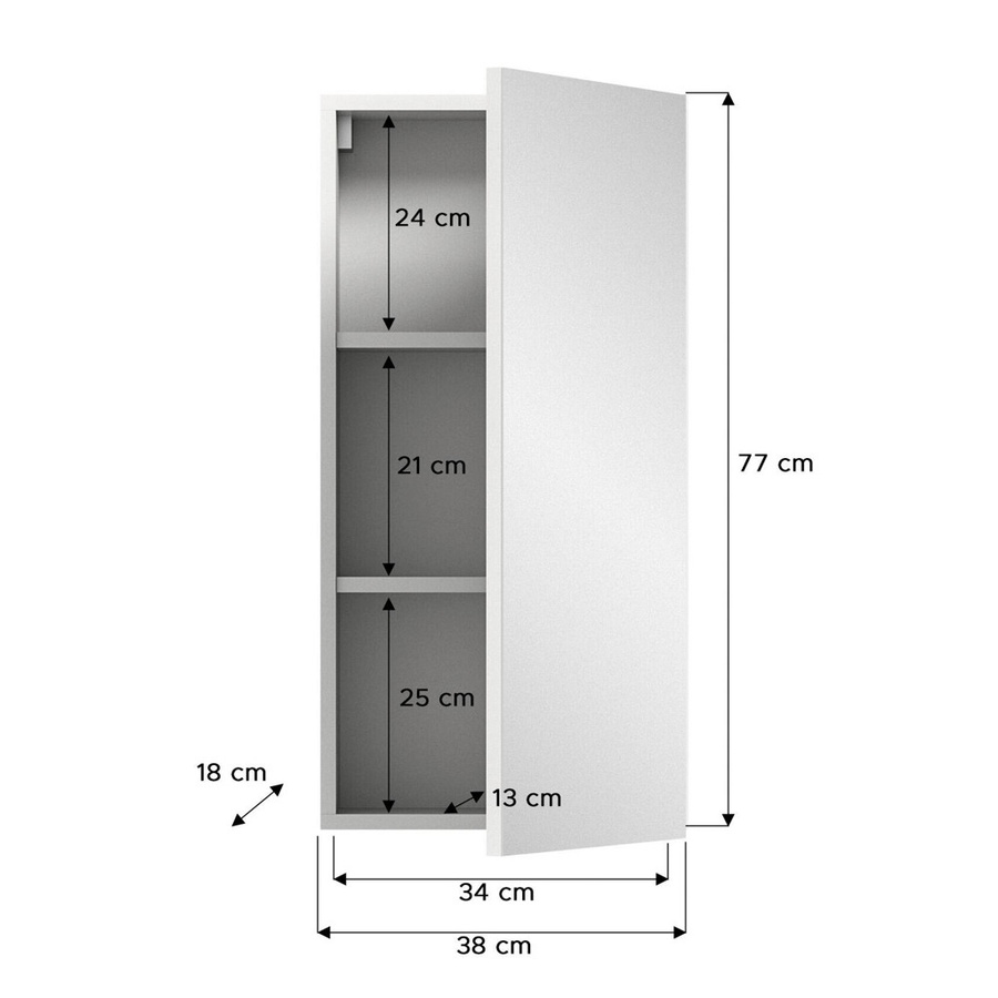 Spiegelschrank VIRA xonox.home weiß glänzend B/H/T: 38 x 77 x 18 cm - Bild 1