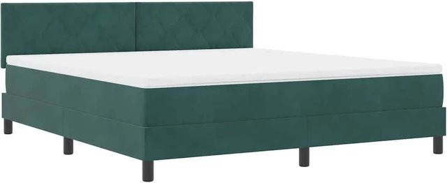 vidaXL LED Boxspringbett mit Matratze in Dunkelgrün aus Samt, B/T/H: 180 x 200 x 183 cm - Bild 1