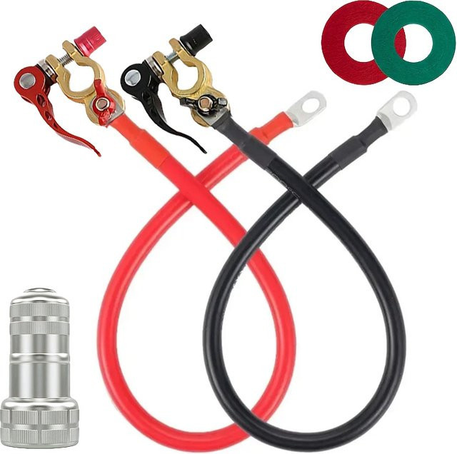 Universal 10AWG Batterie-Inverter-Kabel-Set mit Anschlussanschluss und Pfostenreiniger in Gold für Wohnmobile, Autos, Solarenergie, Motorräder und LKWs - Bild 1