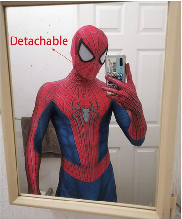 Spider-Man Cosplay Kostüm Zentai Anzug, Grau, Rot, Erwachsener