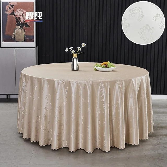 Super Six Runde Tischdecke in Beige, wasserabweisend und ölbeständig, Durchmesser: 200 cm - Bild 1