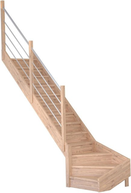 StarWood Treppe Mykonos Pro Eiche Holz-Edelstahl-Geländer in Braun, Breite: 80 cm, Höhe: 280 cm, Tiefe: 13 cm - Bild 1