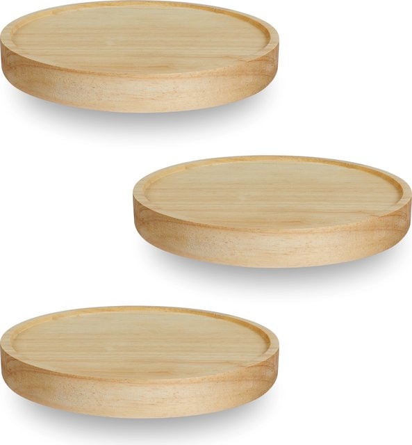 3-teiliges Wandregal-Set Everso aus Eichenholz in Braun, rundes schwebendes Regal im rustikalen Design zur Wandmontage - Bild 1