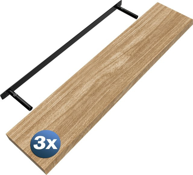 3er-Set Wandregal CASARIA Schweberegal in Eiche, Breite: 110 cm - Bild 1