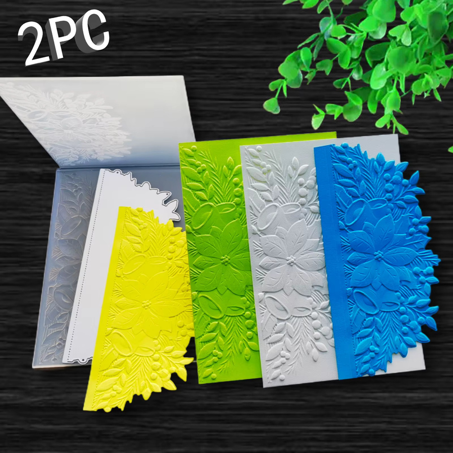 2-teiliges Set aus 3D-Reliefmappen und Schneidformen mit Winterblumenmustern aus Stechpalme und Weihnachtsstern aus Kunststoff - Bild 4