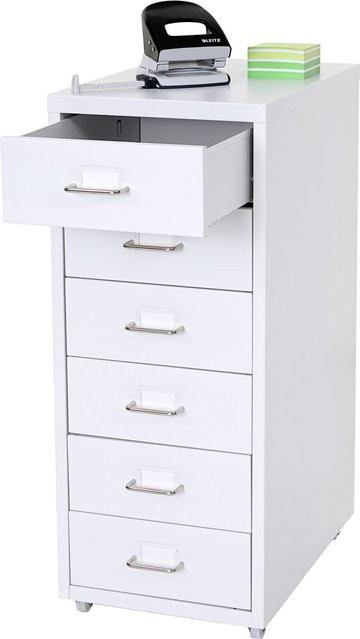 MCW Rollcontainer Preston T851 Schubladenschrank aus Stahl in Weiß, B/T/H: 69 x 28 x 41 cm - Bild 1