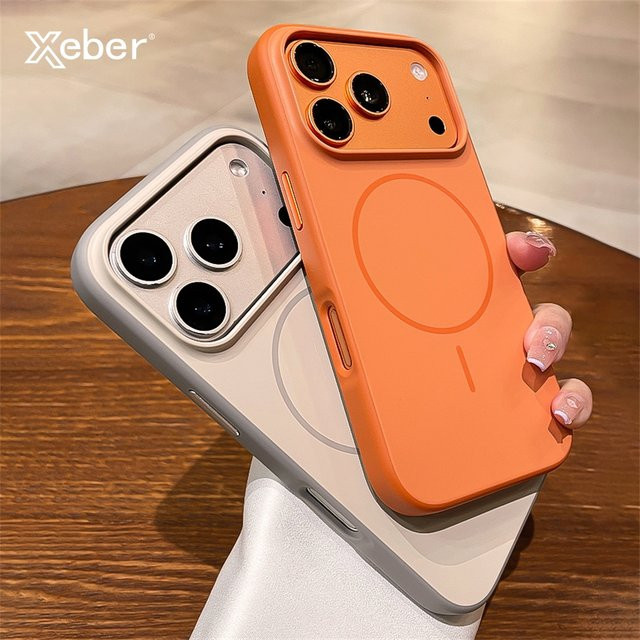 Xeber MagSafe Magnetische Drahtlose Lade Matte Schutzhülle für iPhone 17 Pro und 16 Pro Max in Blau und Orange - Bild 1