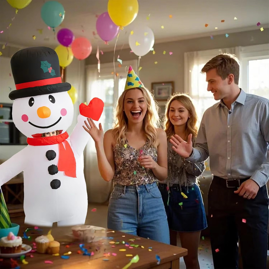 Hangchen Family Aufblasbares Weihnachts-Schneemann-Kostüm, Bunt / Mehrfarbig - Bild 2