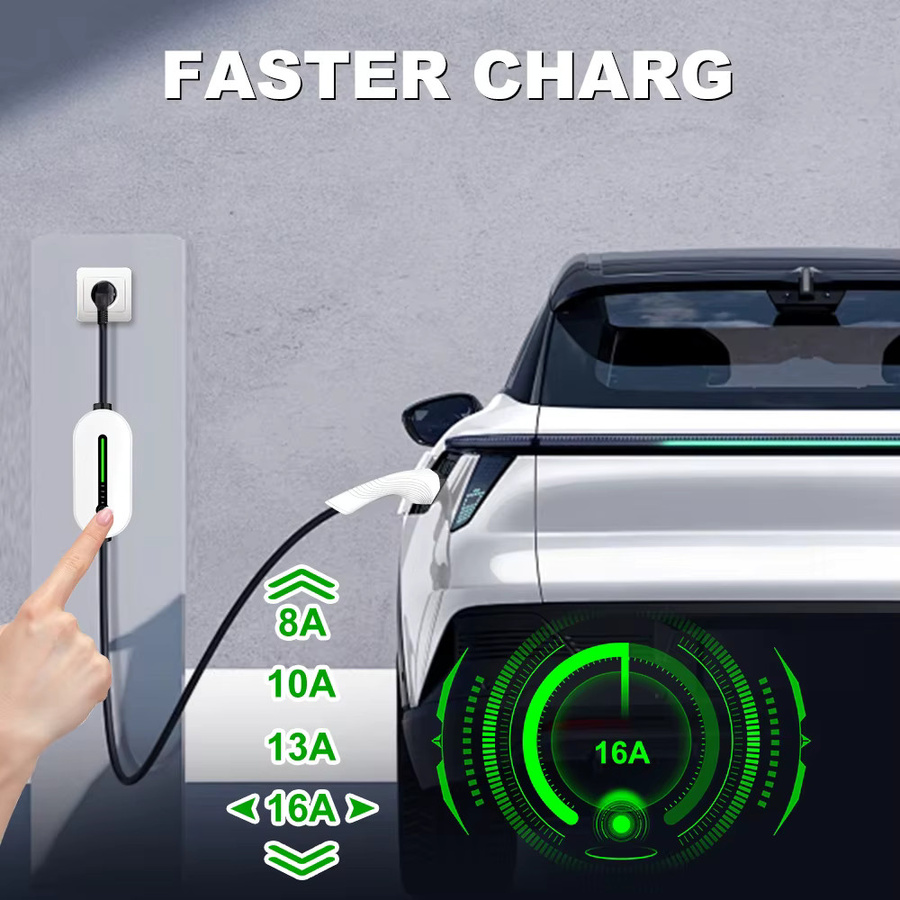 Ipengen EV Ladegerät Wallbox für Elektroautos, 3,5 kW, 16A, 1 Phase, Farbe: Weiß - Bild 2