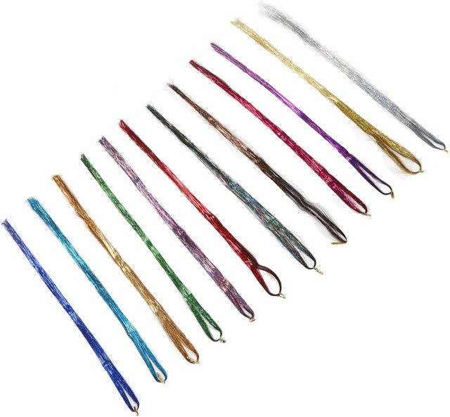Koogeelife Haarglitzer-Set Extensions mit Werkzeug, 12 Farben, Kinder - Bild 1