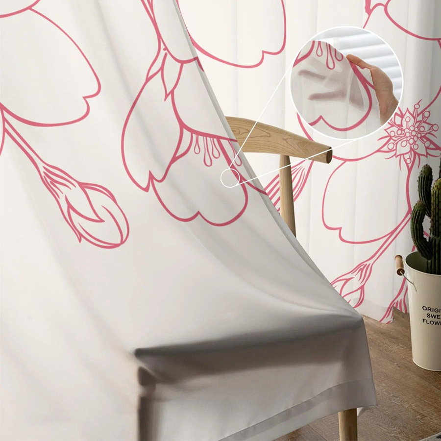 Transparentes Retro Tüll Vorhang mit Blumenmuster aus Chiffon für Wohnzimmer Schlafzimmer Balkon und Küche, Breite: 135 cm, Höhe: 114 cm - Bild 2
