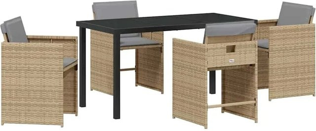 vidaXL Garten Essgruppe 5-teilig aus Poly-Rattan und Glas in Beige - Bild 1