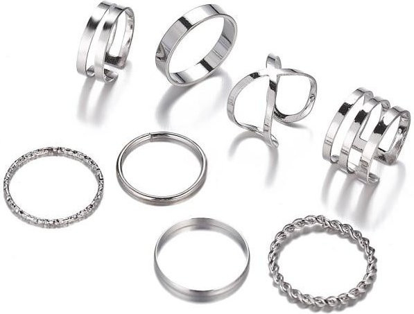 Ring-Set Metall, Gold/schwarz, Minimalistisch, Damen - Bild 1