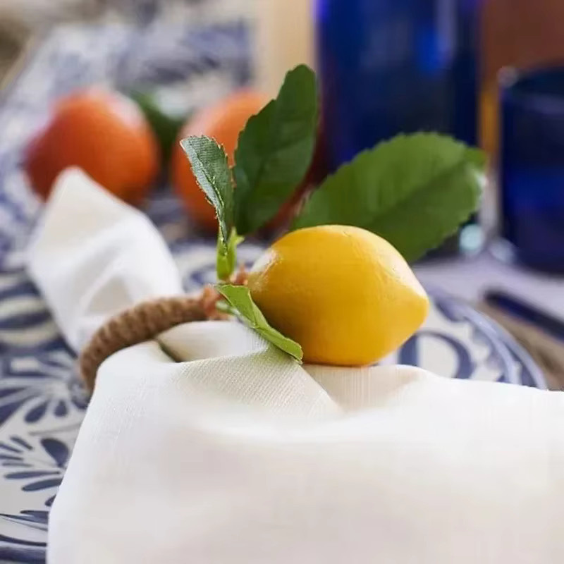 Gelber Serviettenring mit Zitronen-Design aus Kunststoff für mediterrane Tischdekoration - Bild 5