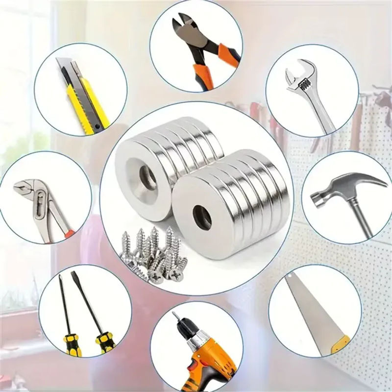 U-POLEMAG Mehrzweck-Kreismagnet mit Senkbohrung 10x5-M3/15x5-M4 für Whiteboards, DIY und Büro - Bild 2