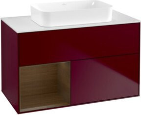 V&B Finion Waschtischunterschrank mit Wandbeleuchtung, Farbe Peony Matt, Breite: 100 cm, Tiefe: 60,3 cm - Bild 1