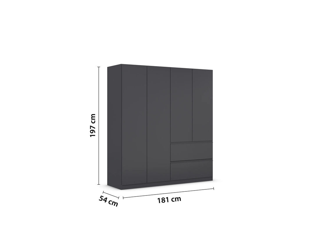 RAUCH BLUE Costa Drehtürenschrank grau metallic ohne Spiegel mit Push-to-Open, Breite: 181 cm, Höhe: 197 cm - Bild 3