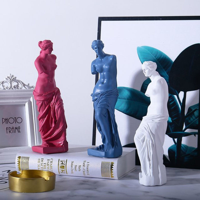 Venus Figur Statue im nordischen Stil aus Kunstharz, Skulptur für Büro und Home Dekoration, Weiß/Mehrfarbig, Höhe: 27,94 cm - Bild 1