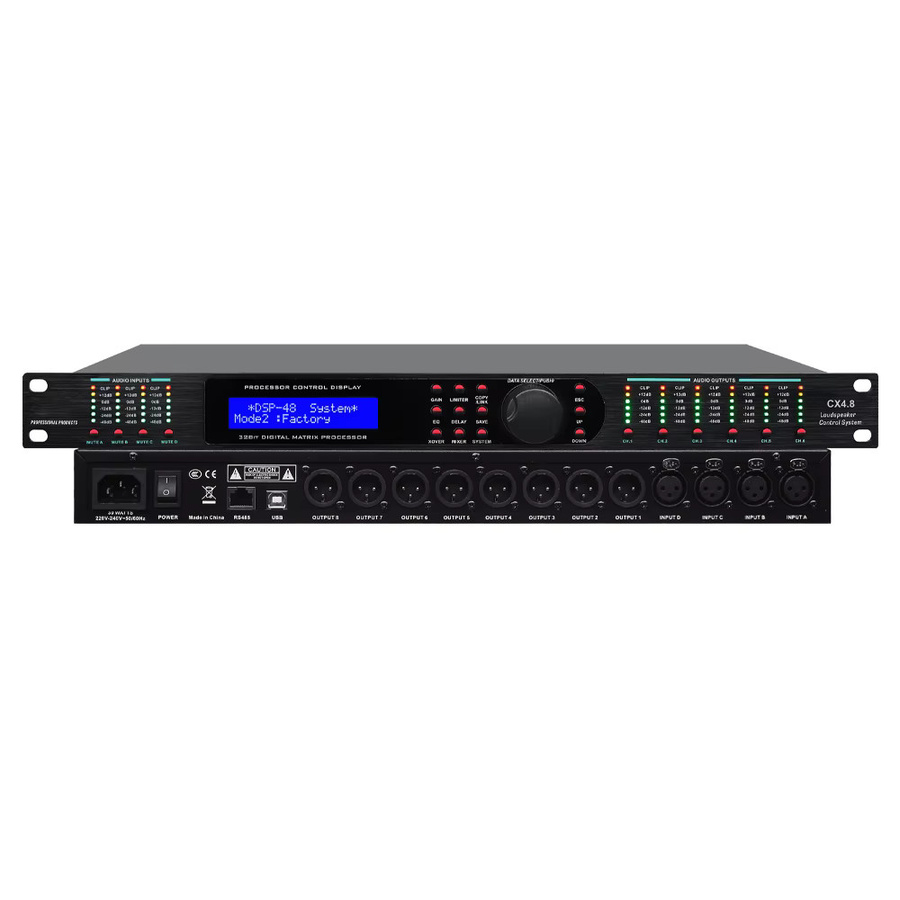 ShennDare CX4.8 Digitaler Audioprozessor mit 4 Eingängen und 8 Ausgängen, 32-Bit DSP Frequenzweiche und Lautsprechermanagement in Schwarz - Bild 5