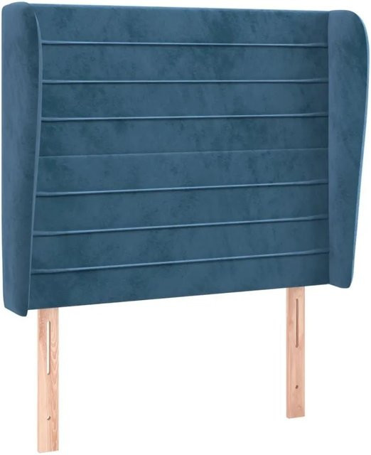 vidaXL Kopfteil mit Ohren in Dunkelblau aus Samt, B/T/H: 83 x 23 x 118/128 cm - Bild 1