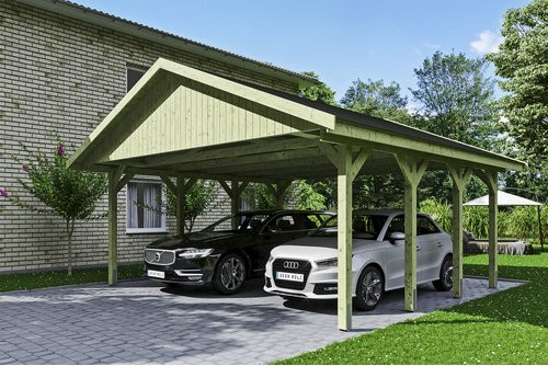 SKANHOLZ Carport Wallgau in Grün, B/T: 620 x 600 cm, Firsthöhe: 354 cm, imprägniert - Bild 1